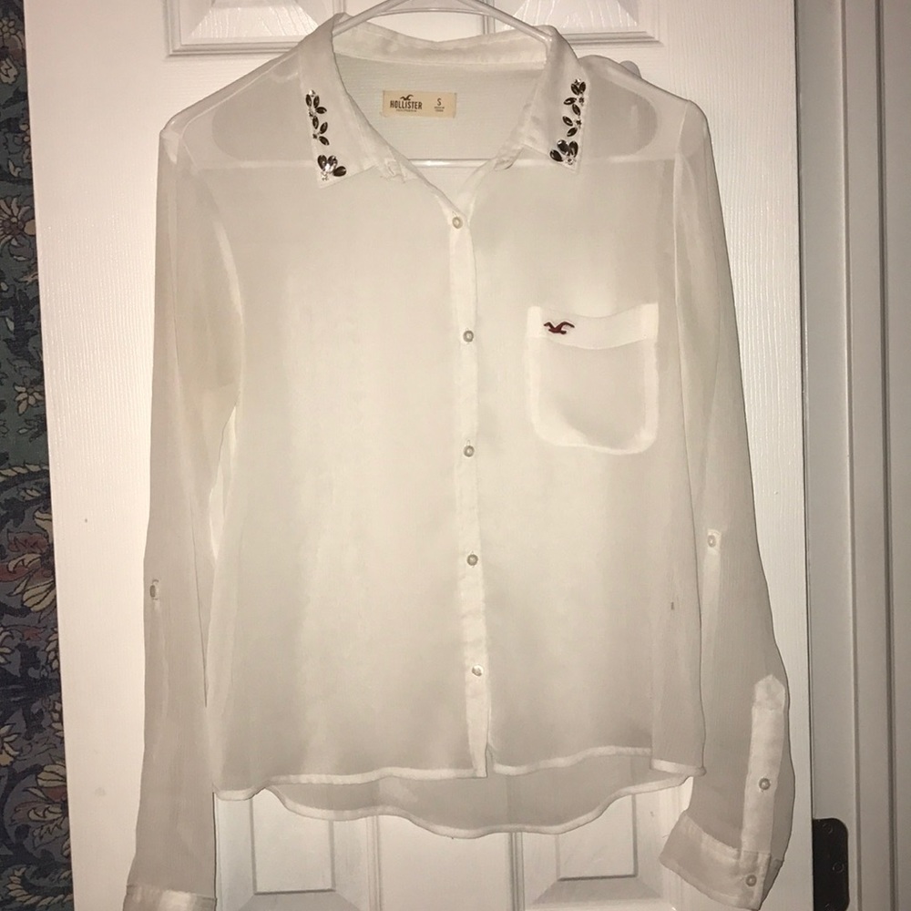Hollister White see through button down