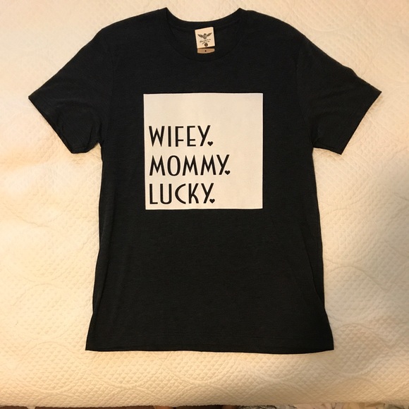 Atx Mafia Tops - Wifey Mommy Lucky gray t-shirt NWT Atx Mafia sz L