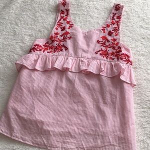Floral embroidered sleeveless top