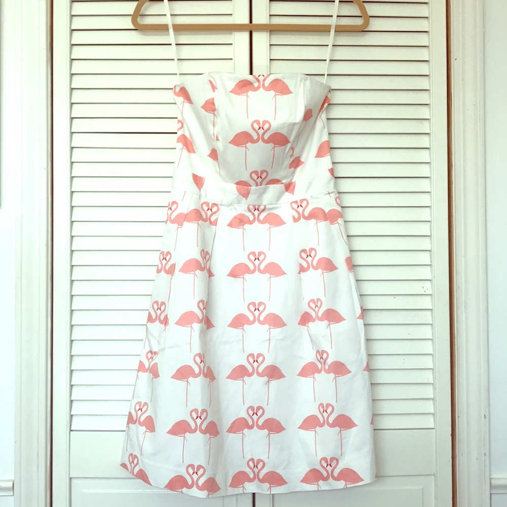 Elizabeth McKay flamingo Strapless dress BNWOT 0