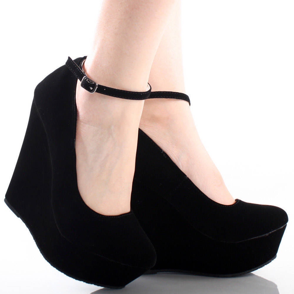 Suede Wedges with ankle strap