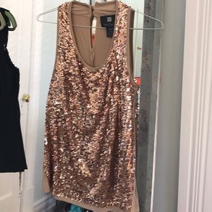 Rose gold sequence covered sleeveless top