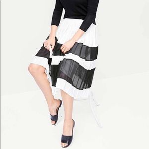 Banana Republic striped pleated midi skirt