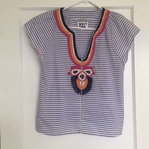 Stripes embroidered Whit tee