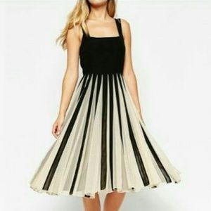 Asos Mesh Insert Square Neck Midi Dress