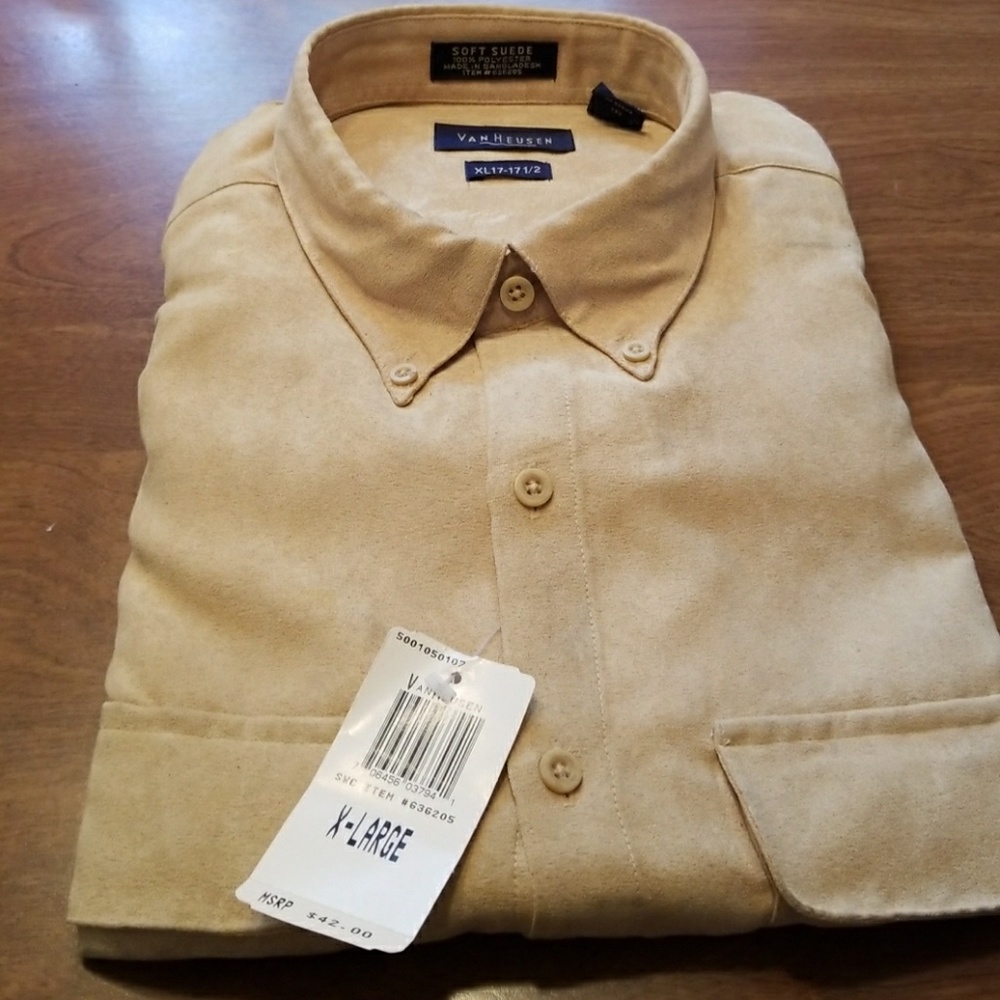 Soft suede button down men's shirt