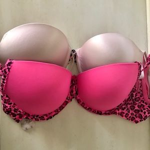 2 Pack of VS Pink Push Up Bras - Used