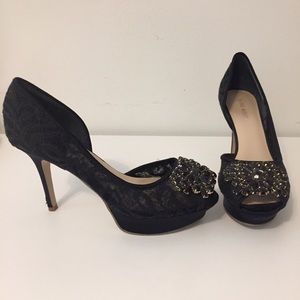 Black Nine West heels with lace