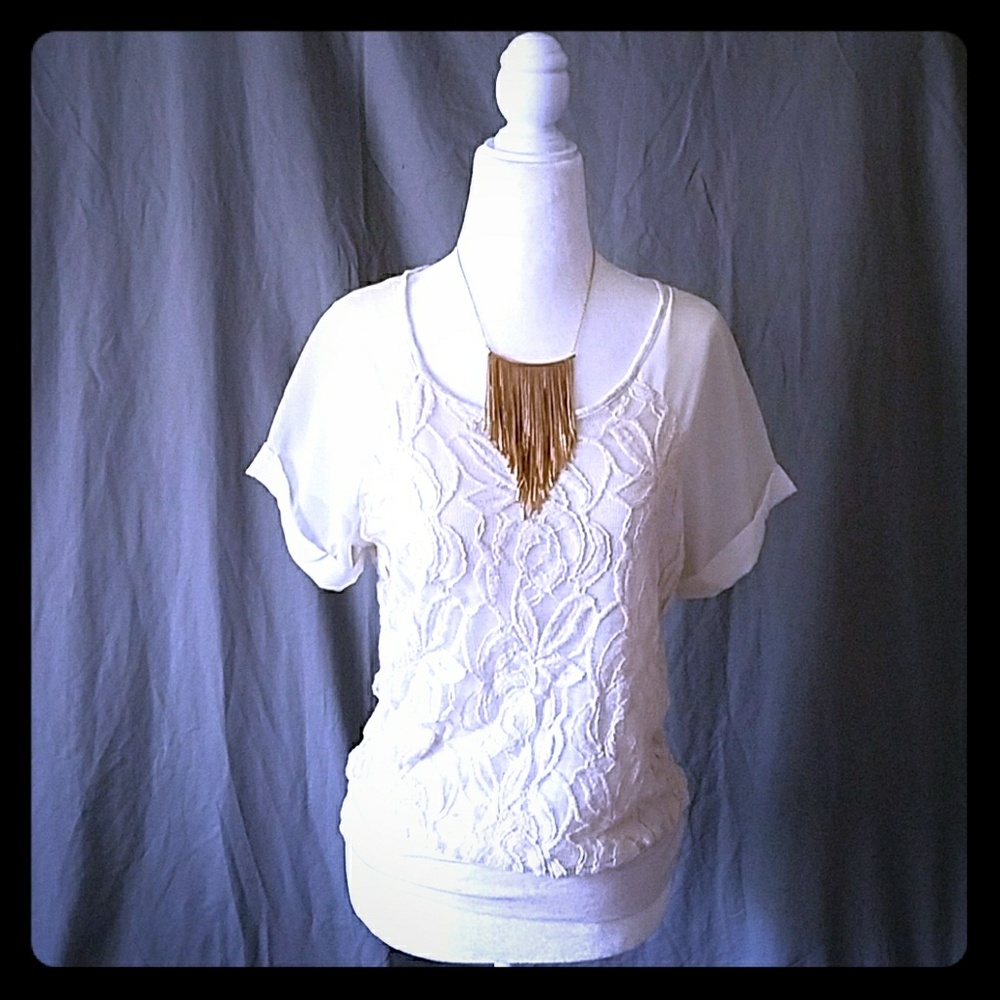 BCX Cream Lace Shirt