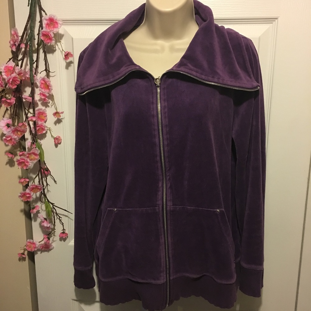 ❌SOLD❌Michael Kors Purple Velvet Zip Up jacket - Picture 1 of 6