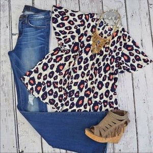 Buddy love ruffle leopard print top