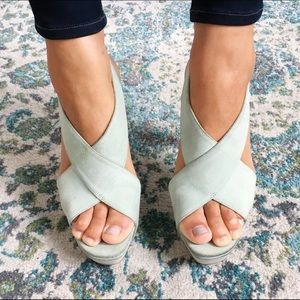 Light blue suede heels