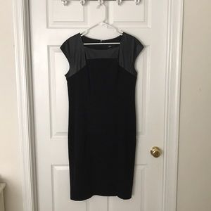 Mossimo Black Dress with Faux Leather Cap Sleeve