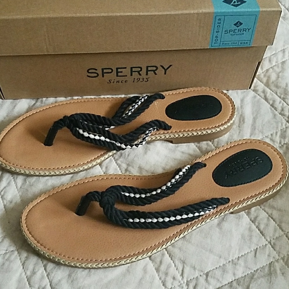 Sperry Anchor Coy Black Thong Sandals