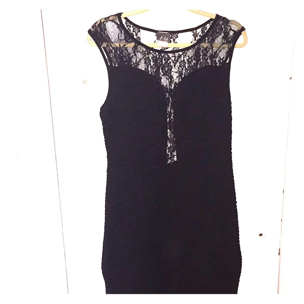 Mini black dress from dots laced back