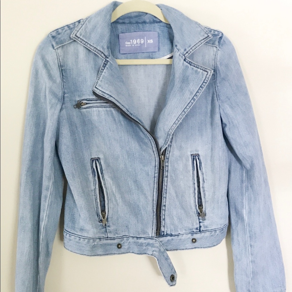 GAP Denim Moto Blazer