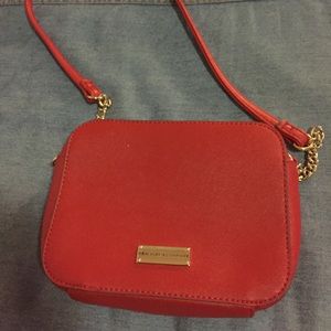 Crossbody great leather red bag