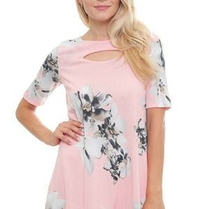 Womens Plus Pink Floral Tunic