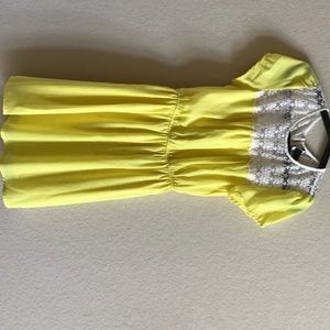 Yellow mini dress with lace