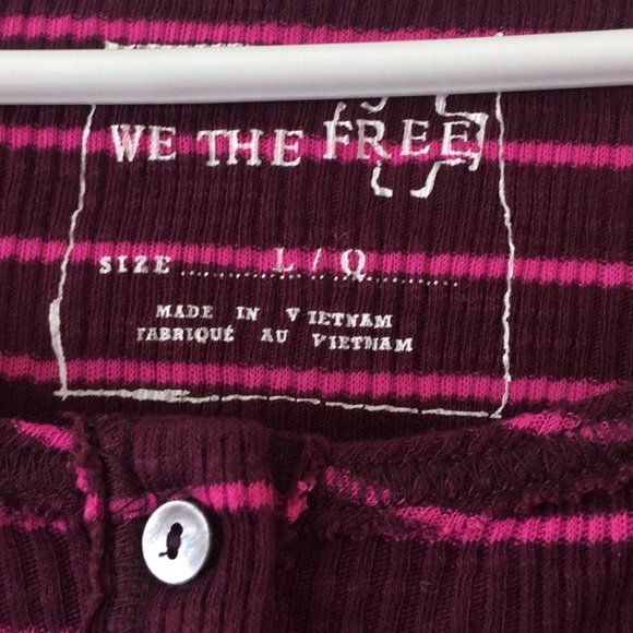 We the Free Purple Henley Striped Top Size L - Picture 2 of 3