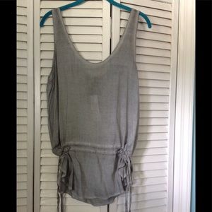 Sheer tank w/cinch pull at waist