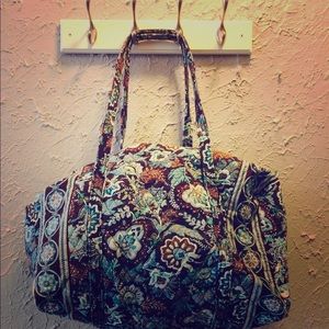 Vera Bradley blue/brown duffle/overnight bag