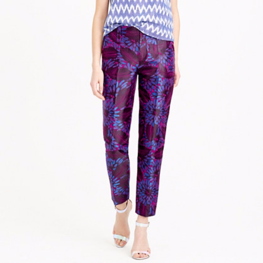 J. Crew Midnight Floral Jacquard Pants