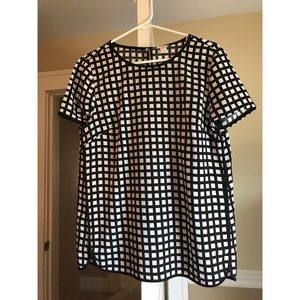J Crew black and white blouse