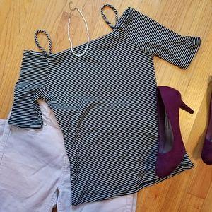 Off shoulder striped top
