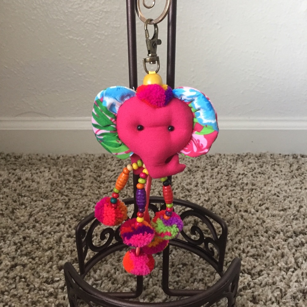 Cute Elephant Keyring Keychain Bag Charm Pompom