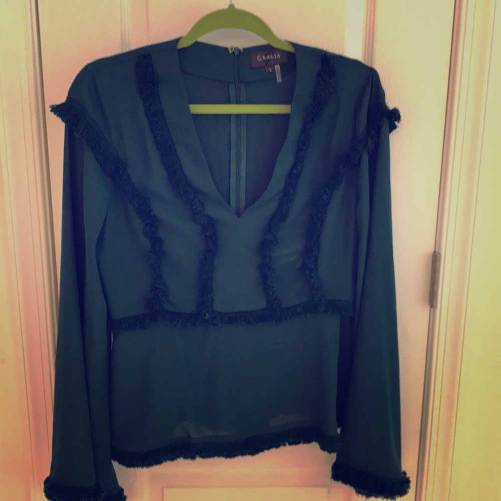 Green Garcia top with bell sleeves