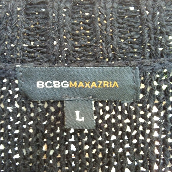 BCBGMAXAZRIA BLACK TUNIC V NECK SWEATER - Picture 4 of 8