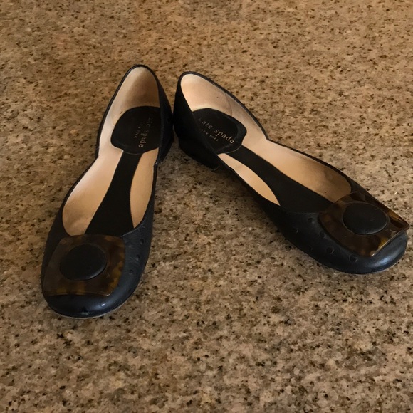 Kate Spade New York black ostrich flats sz 6 - Picture 3 of 3