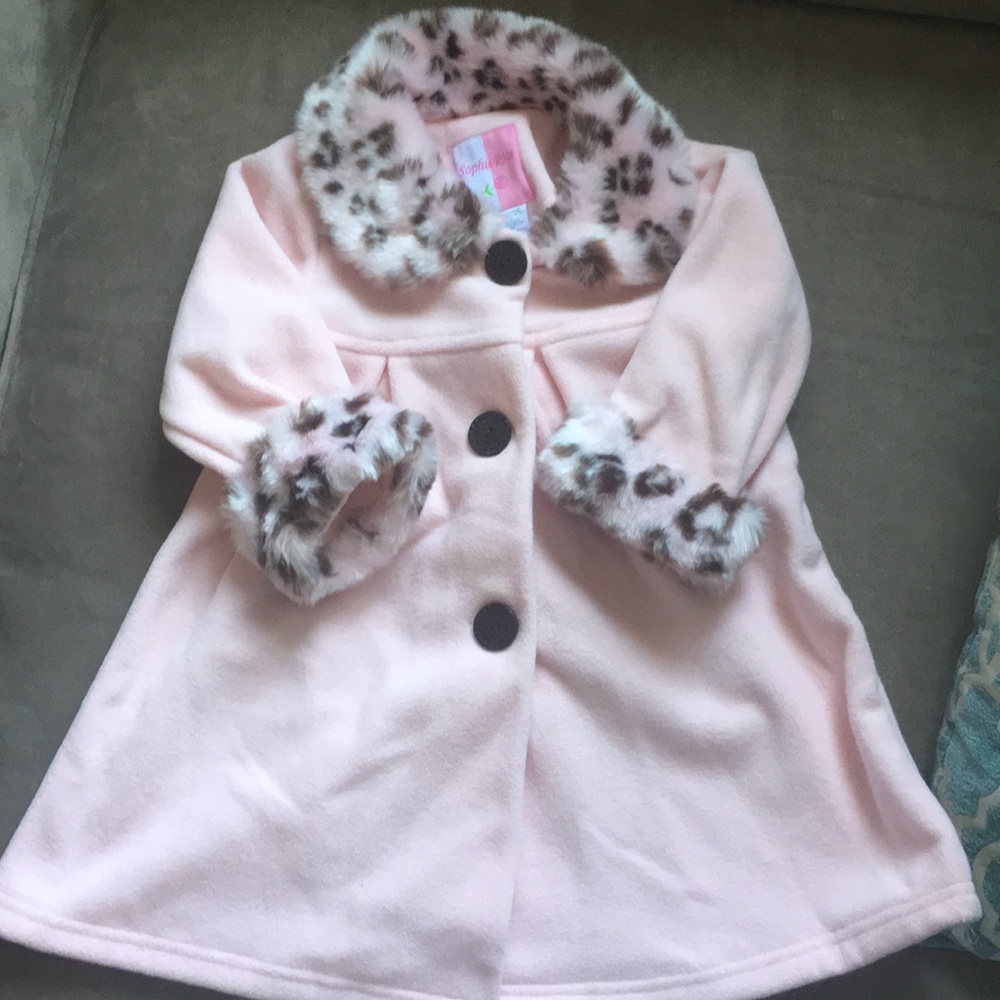 Toddler Girl Pink and Leopard Long Coat & Hat