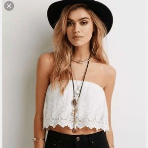 Forever 21 embroidered mesh crop top