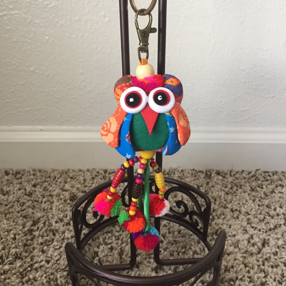 Cute Owl Bird Keyring Keychain Bag Charm Pompom