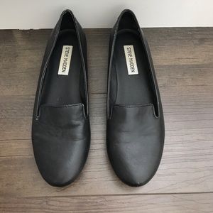 Steve Madden Black Leather Smoking Slippers