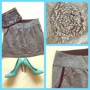 Stretchy Stooshy cotton gray and black mini skirt