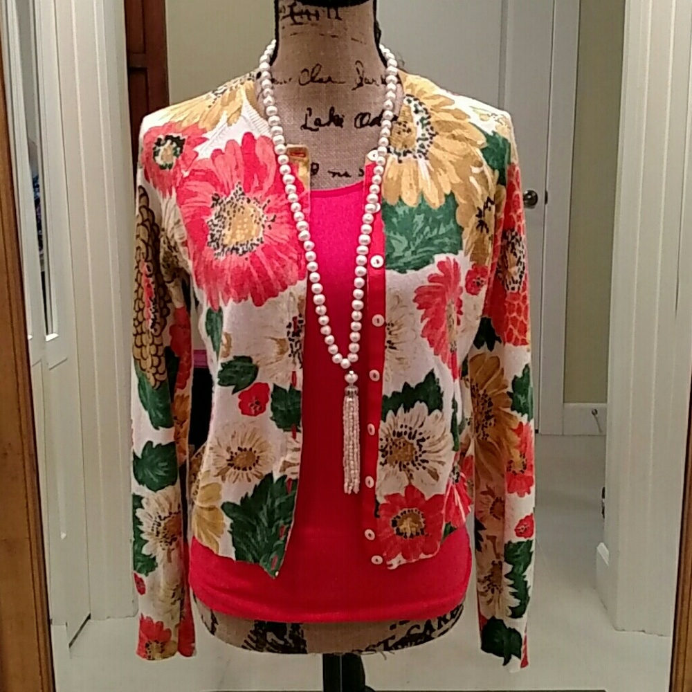 Lucky Brand Floral Cardigan Size M