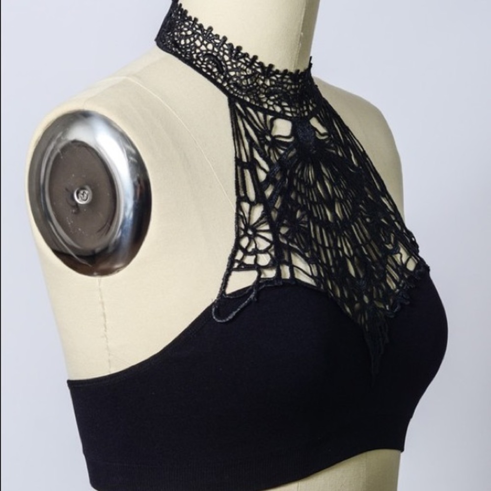  Baroque High Neck Black Crochet Bralette - Picture 5 of 6