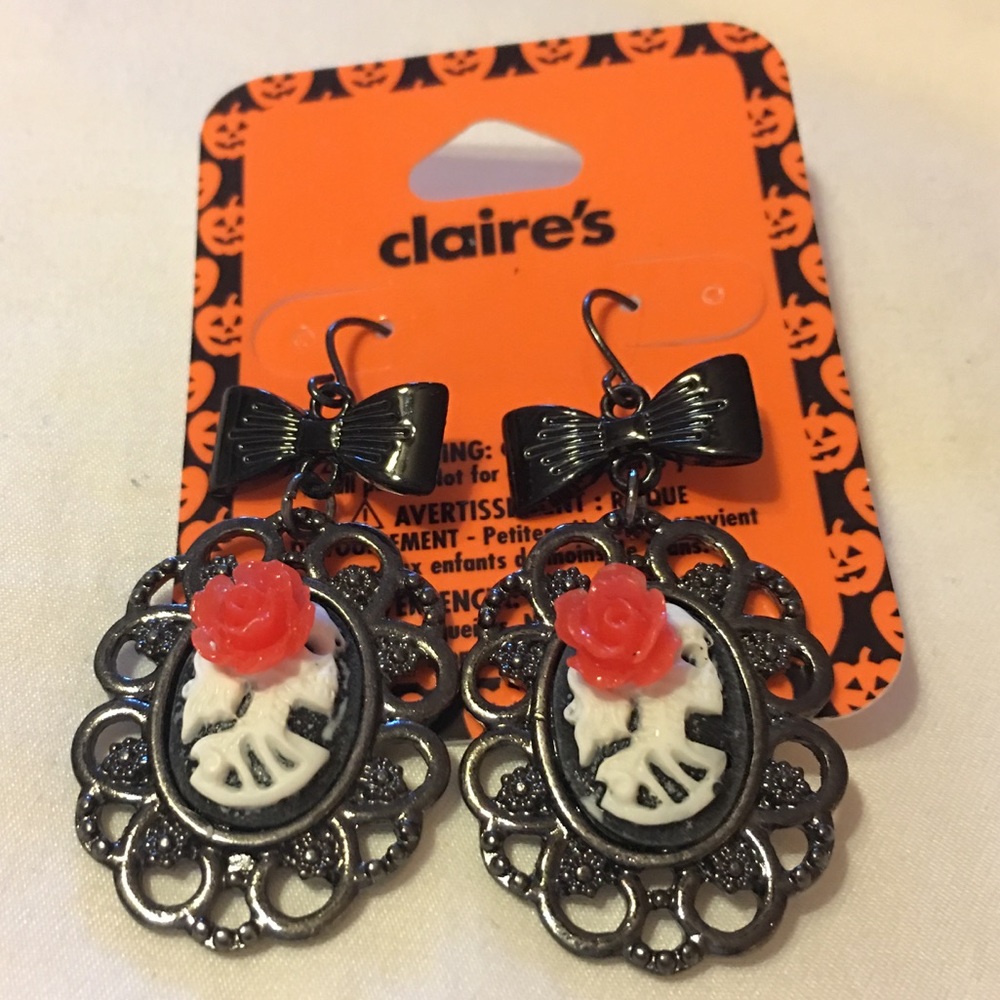 Skeleton Cameo Earrings