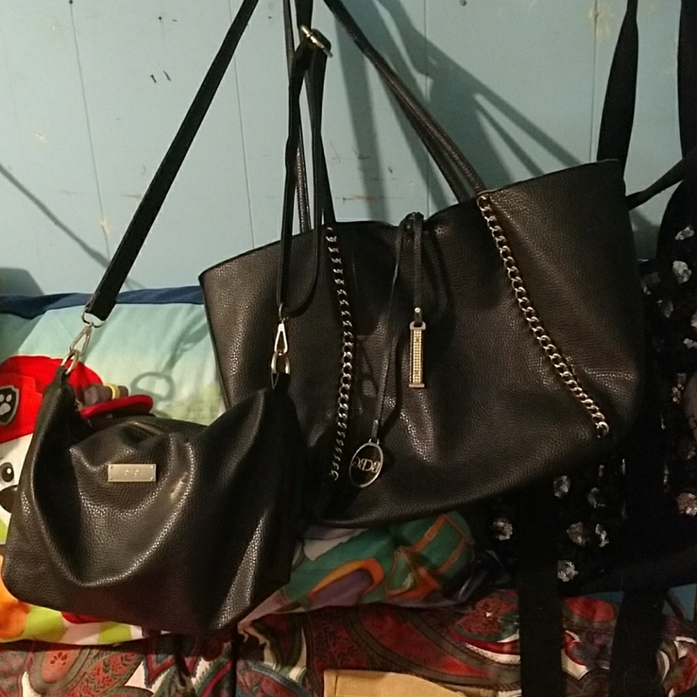 Bcbg black leather purse set