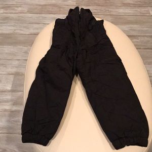 Kids black snow pants bib top adjustable strap