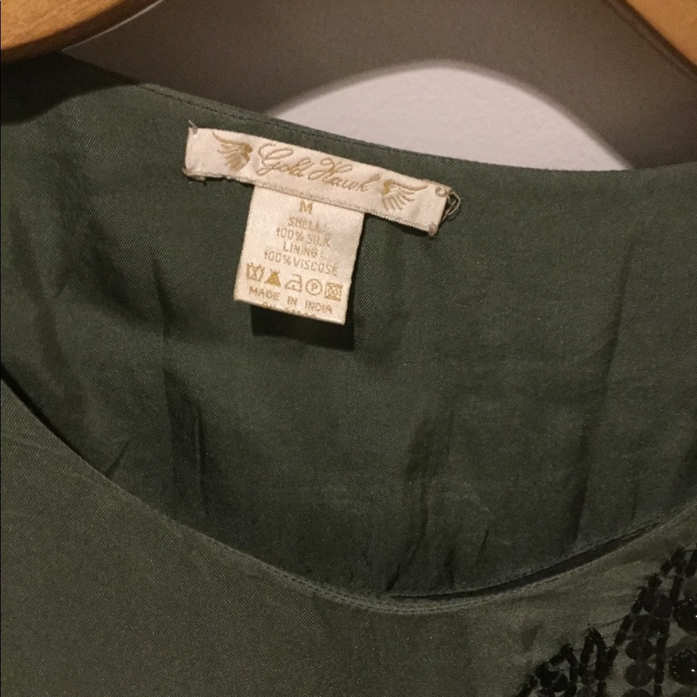 Gold Hawk blouson embellished dress.