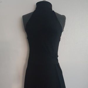 Black Wrap-like Dress High Neck Back Sequin Strap