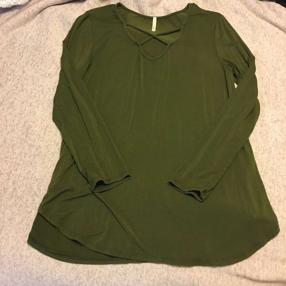 SET OF TWO Criss-cross Long Sleeve Blouses