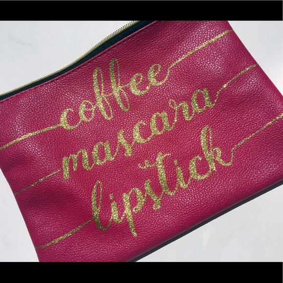 Handbags - "Coffee Mascara Lipstick" Pink Make Up Bag