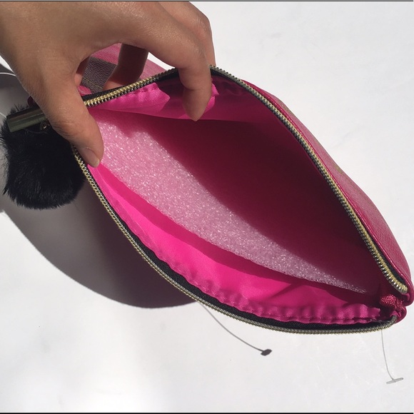 "Coffee Mascara Lipstick" Pink Make Up Bag - Picture 4 of 4