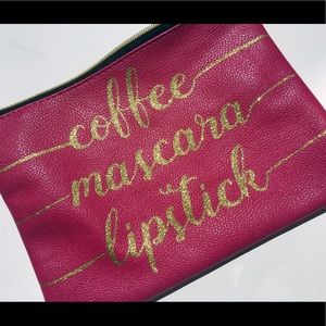 "Coffee Mascara Lipstick" Pink Make Up Bag