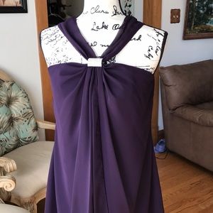 XSCAPE dress with rhinestone accent.